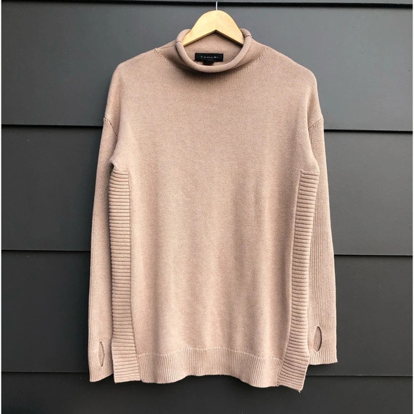 Tahari Rollneck Cotton Mix Sweater with side ribbing feature - S - Picture 1 of 6